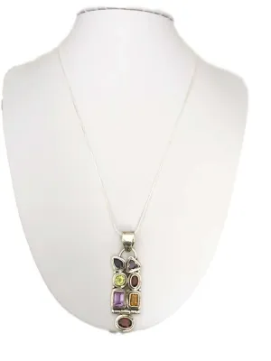 Multi Gemstone Sterling Silver Necklace