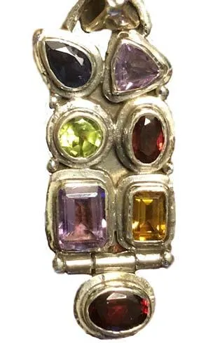Multi Gemstone Sterling Silver Necklace