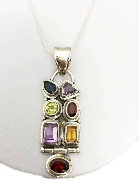 Multi Gemstone Sterling Silver Necklace