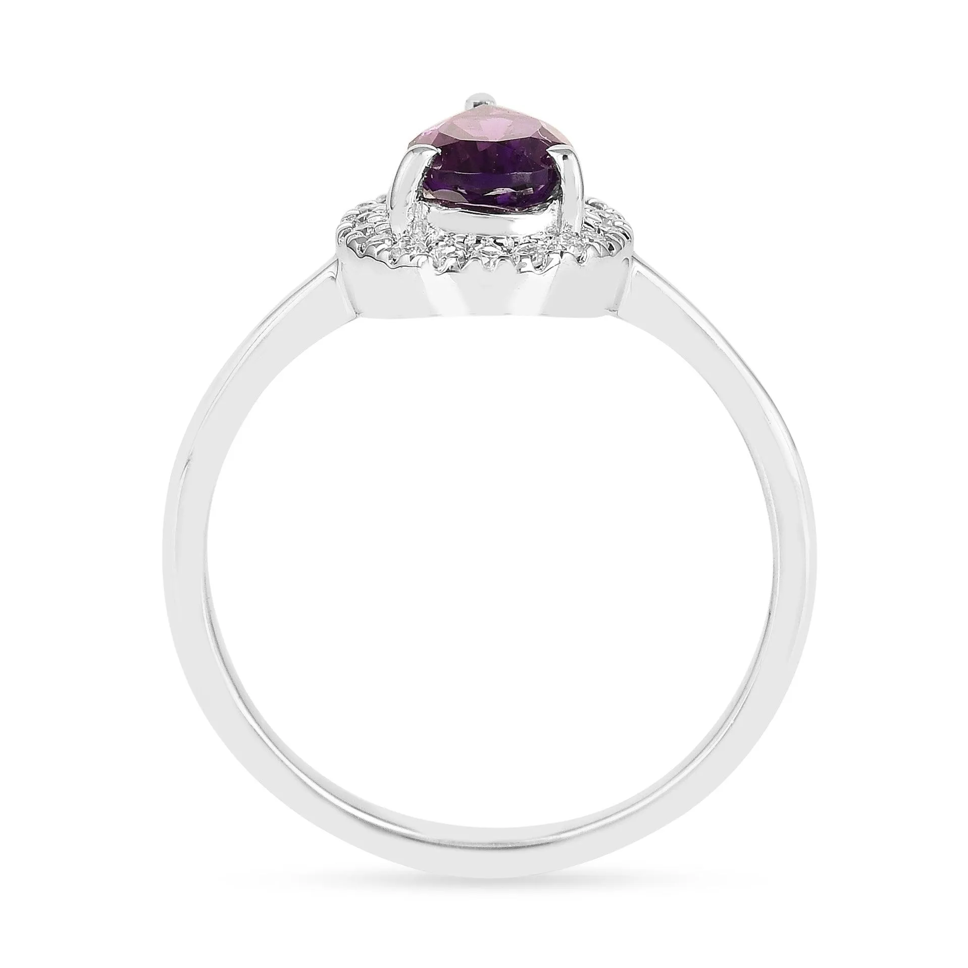 Natural Amethyst Teardrop Halo Ring