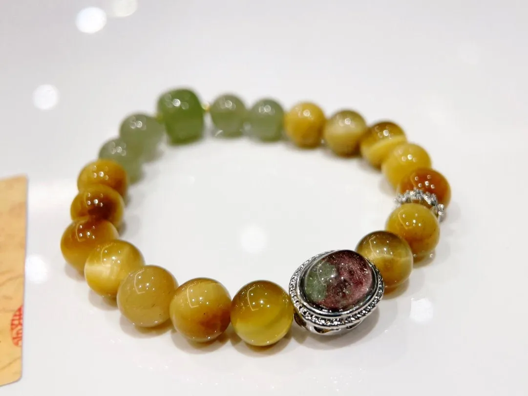 Natural Tiger Eye   Hetian Jade   Phantom Quartz | Original Design Crystal Bracelet | Natural crystal | Best Gifts | Natural Crystal