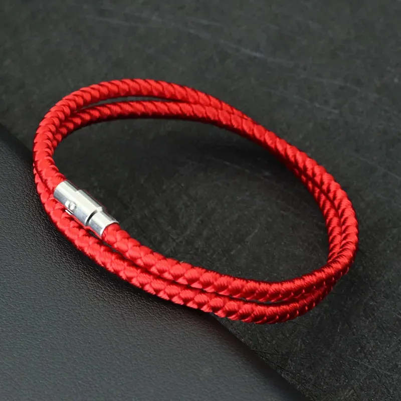 New Minimalist Rope Bracelet For Men Women Double Safety Buckle Magnetic Couple Braclet Grade A Keel Cord Lucky Red Braslet Gift