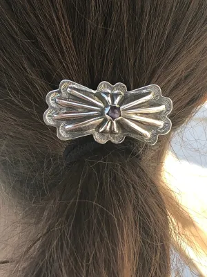 Old fashion butterfly Concho hair barrette with wampum setting.