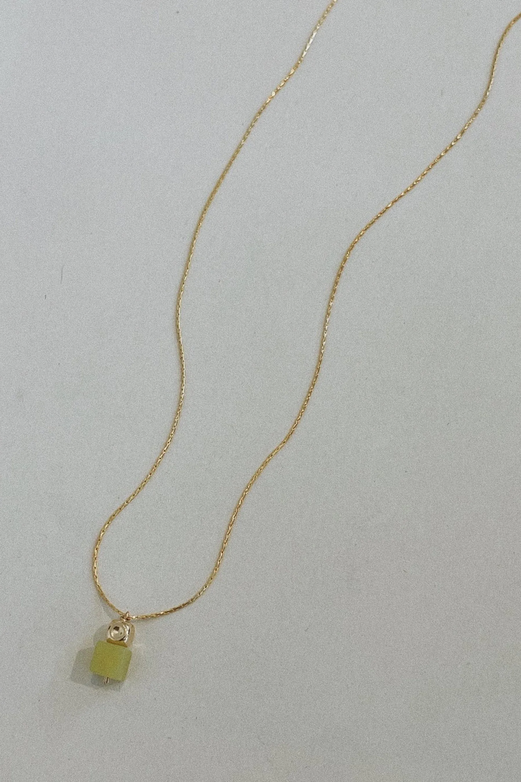 Olive Jade Block Itty Bitty Necklace