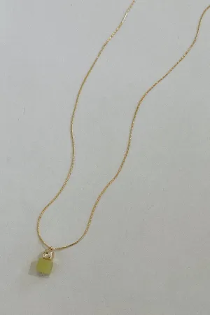 Olive Jade Block Itty Bitty Necklace