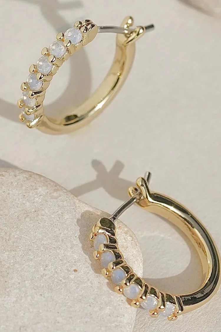 Opal Huggie Hoops