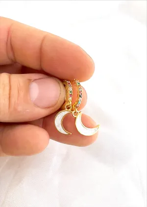 Opal Moon Rainbow Gold Huggies