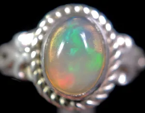 OPAL RING - Sterling Silver, Size 6 - Ethiopian Opal Rings for Women, Bridal Jewelry, Welo Opal, 49224