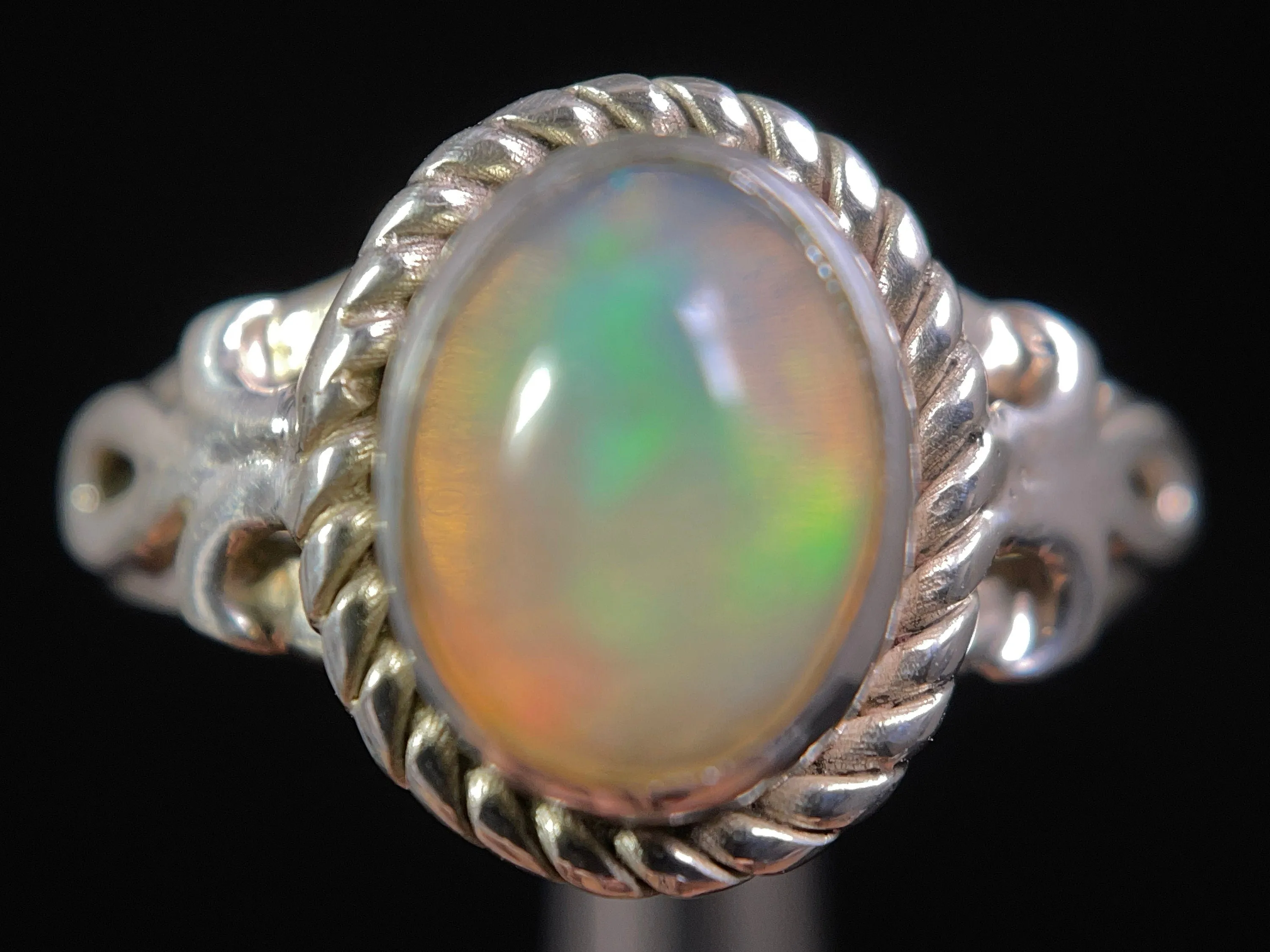 OPAL RING - Sterling Silver, Size 6 - Ethiopian Opal Rings for Women, Bridal Jewelry, Welo Opal, 49224