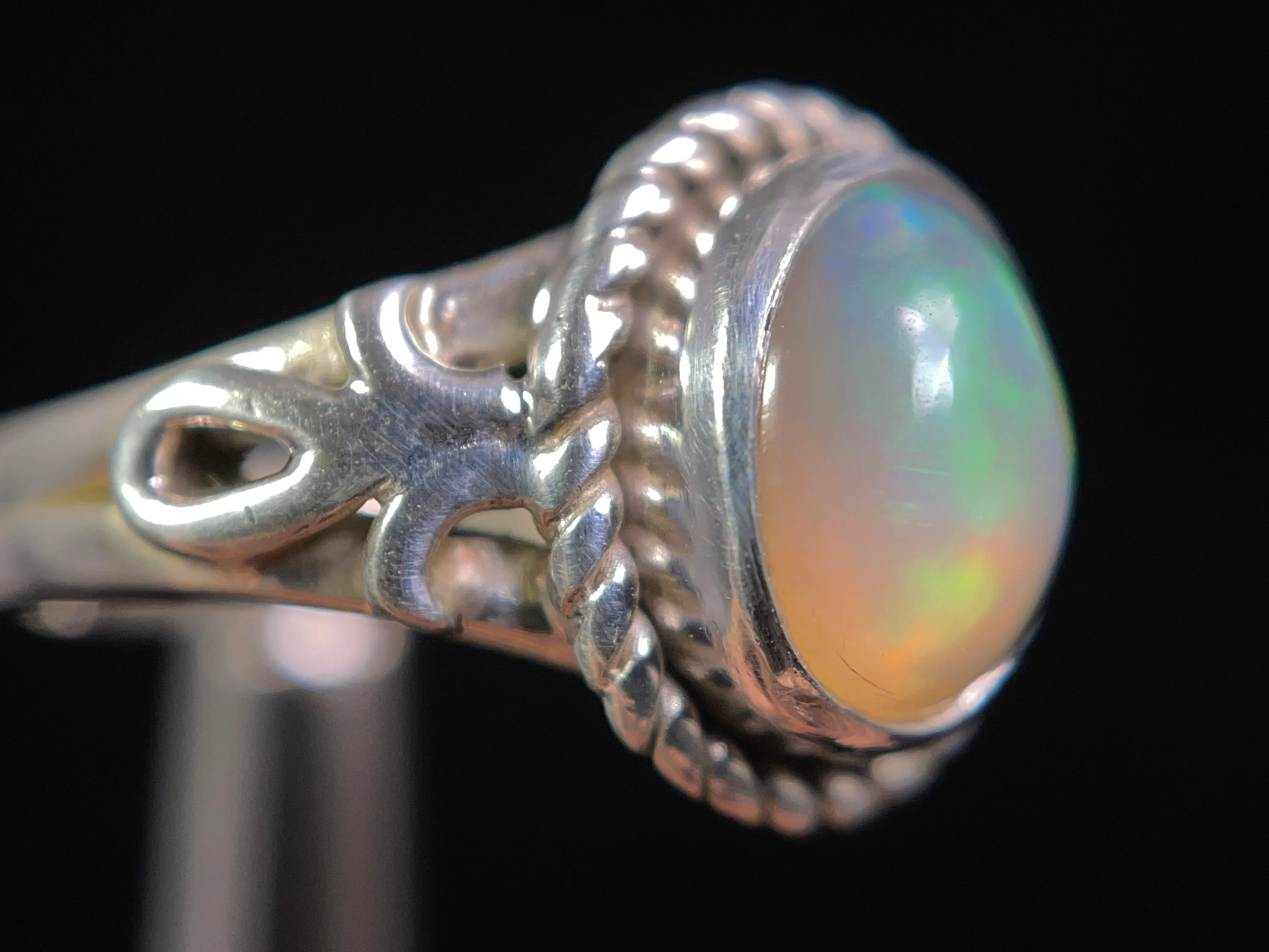 OPAL RING - Sterling Silver, Size 6 - Ethiopian Opal Rings for Women, Bridal Jewelry, Welo Opal, 49224