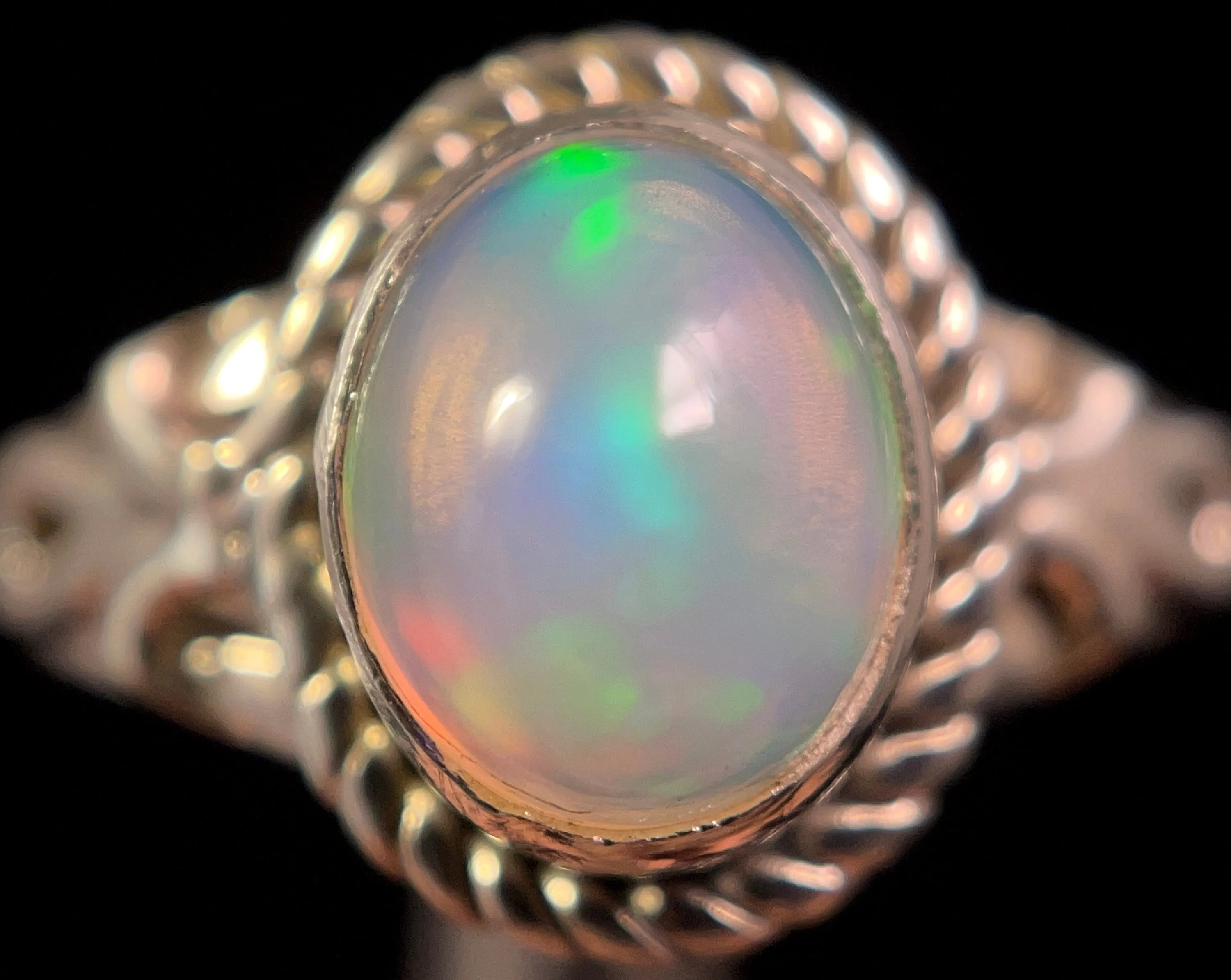 OPAL RING - Sterling Silver, Size 7 - Ethiopian Opal Rings for Women, Bridal Jewelry, Welo Opal, 49204