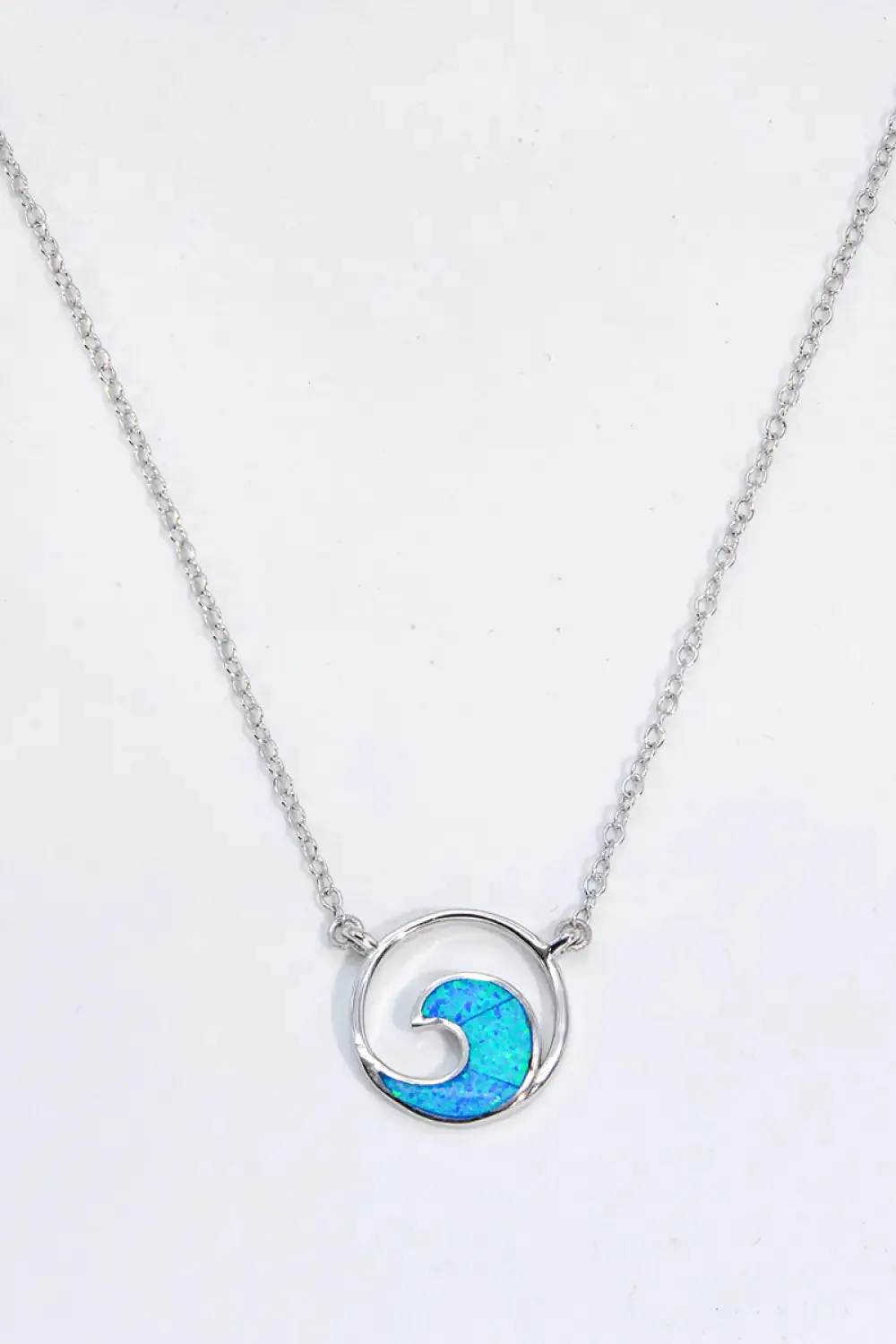 Opal Wave Pendant Necklace