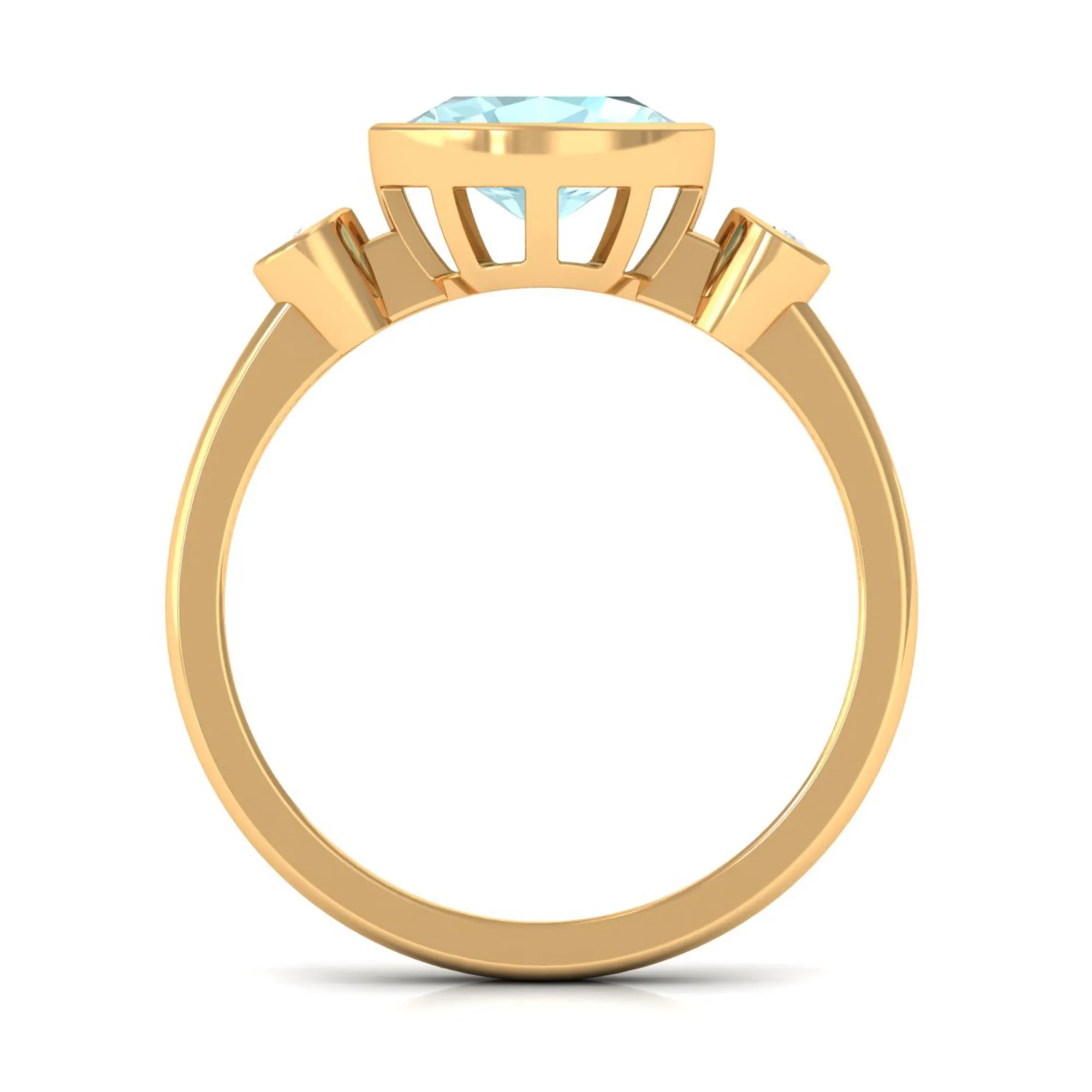 Oval Cut Solitaire Sky Blue Topaz East West Ring with Diamond