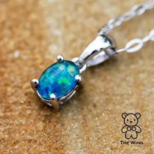 Oval Shaped Australian Triplet Opal Necklace 925 Sterling Silver