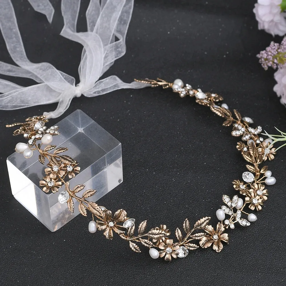 Pearl & Flower Bridal Hair Vine Headband