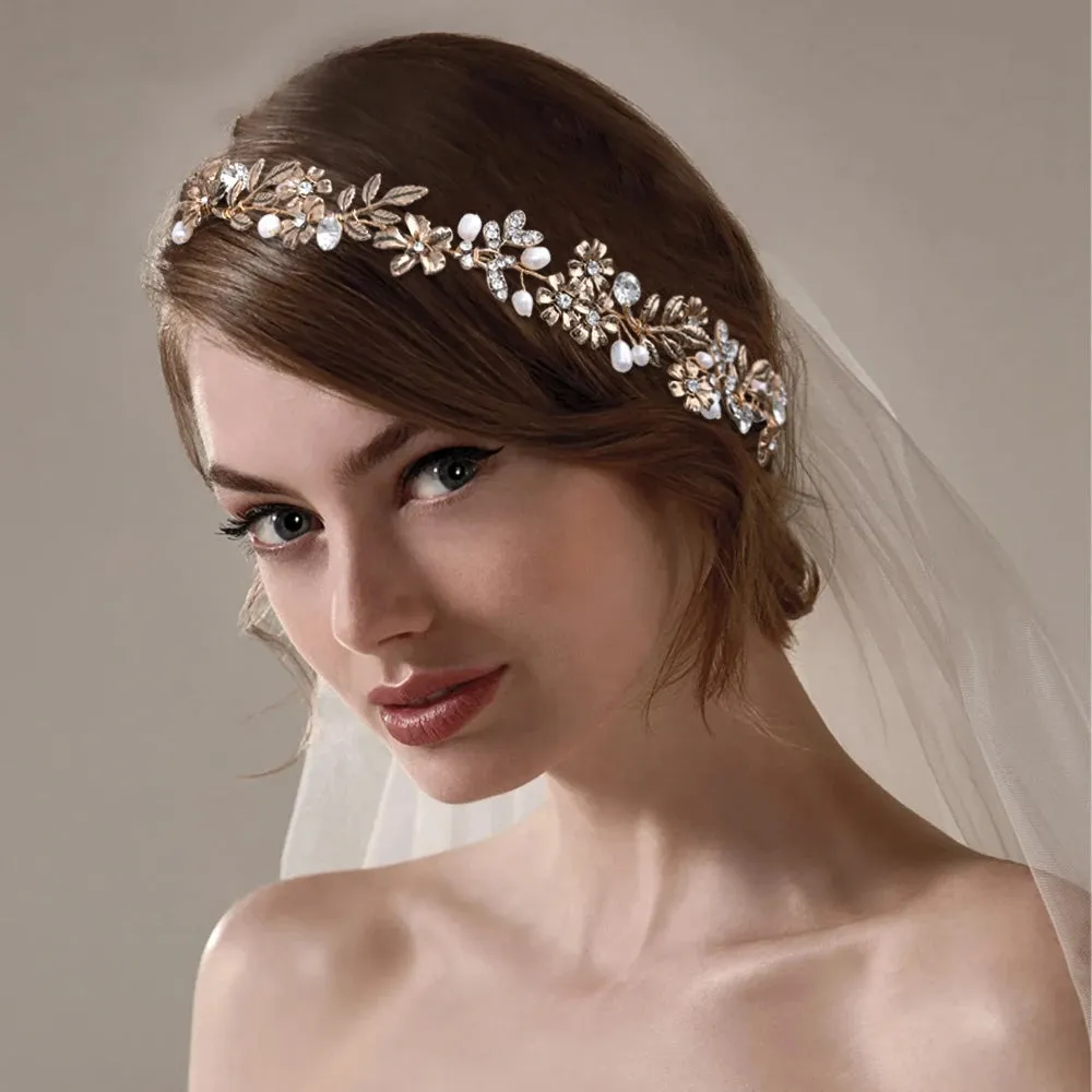 Pearl & Flower Bridal Hair Vine Headband