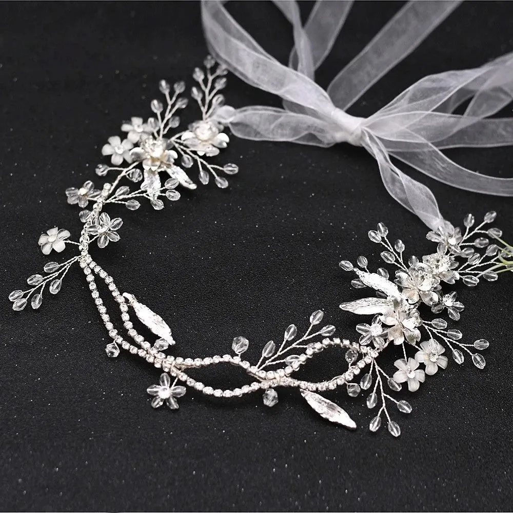 Pearl & Flower Bridal Hair Vine Headband