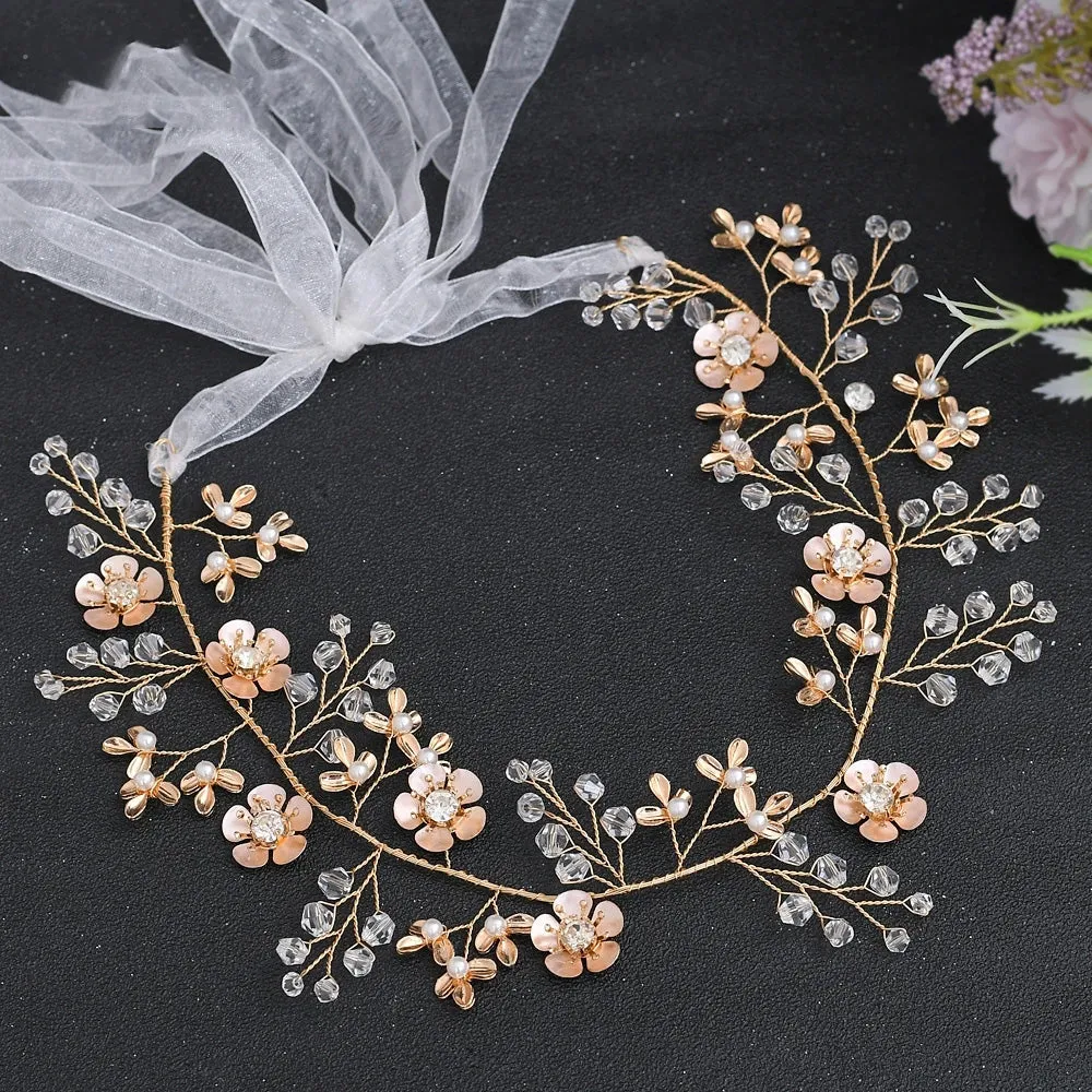 Pearl & Flower Bridal Hair Vine Headband