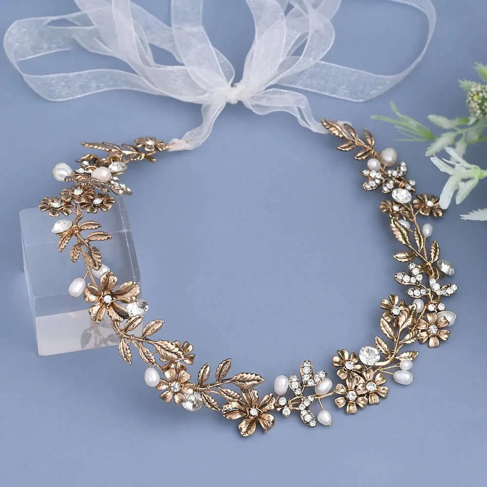 Pearl & Flower Bridal Hair Vine Headband
