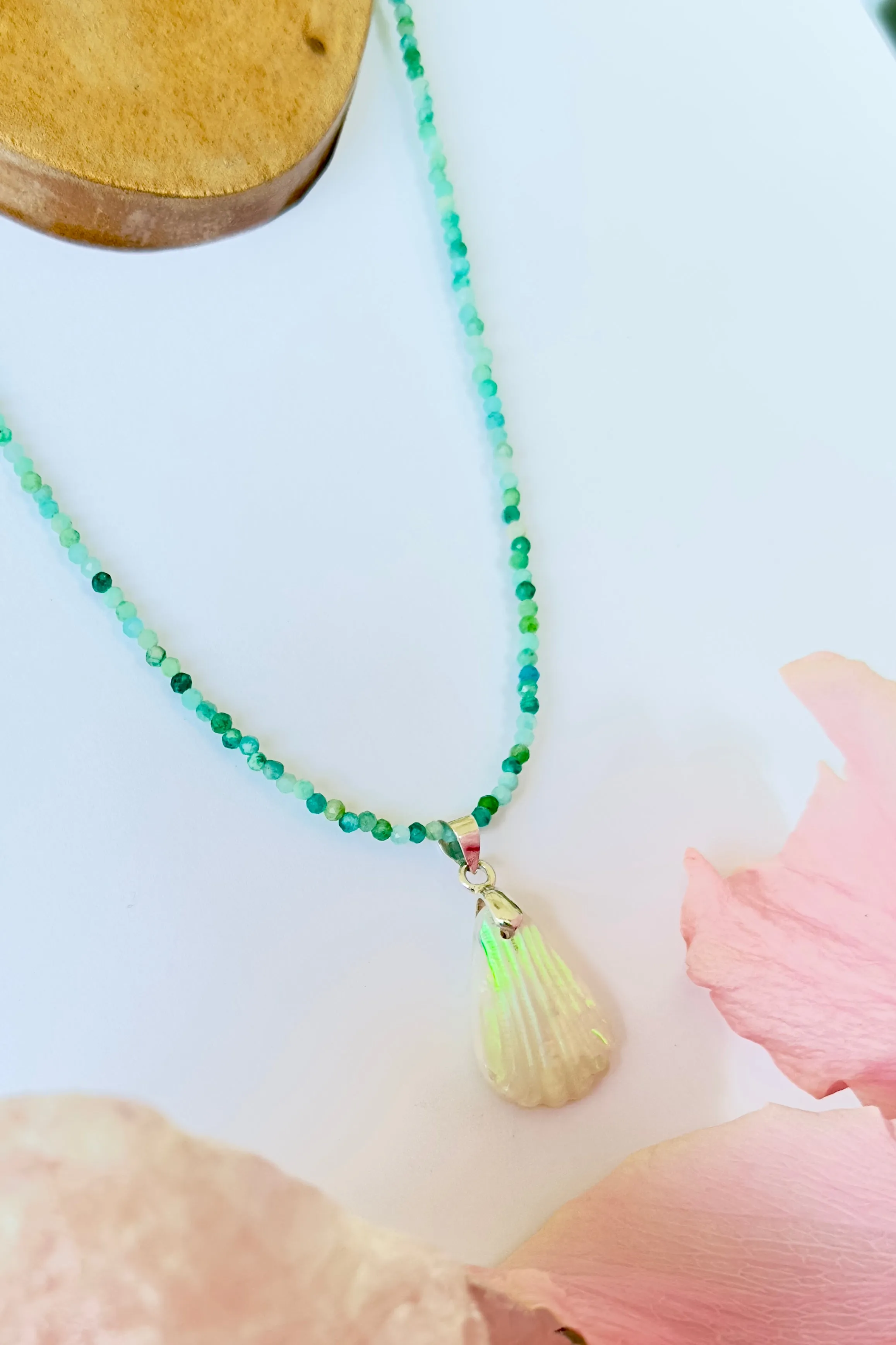 Pendant Australian Crystal Opal Carved on Amazonite