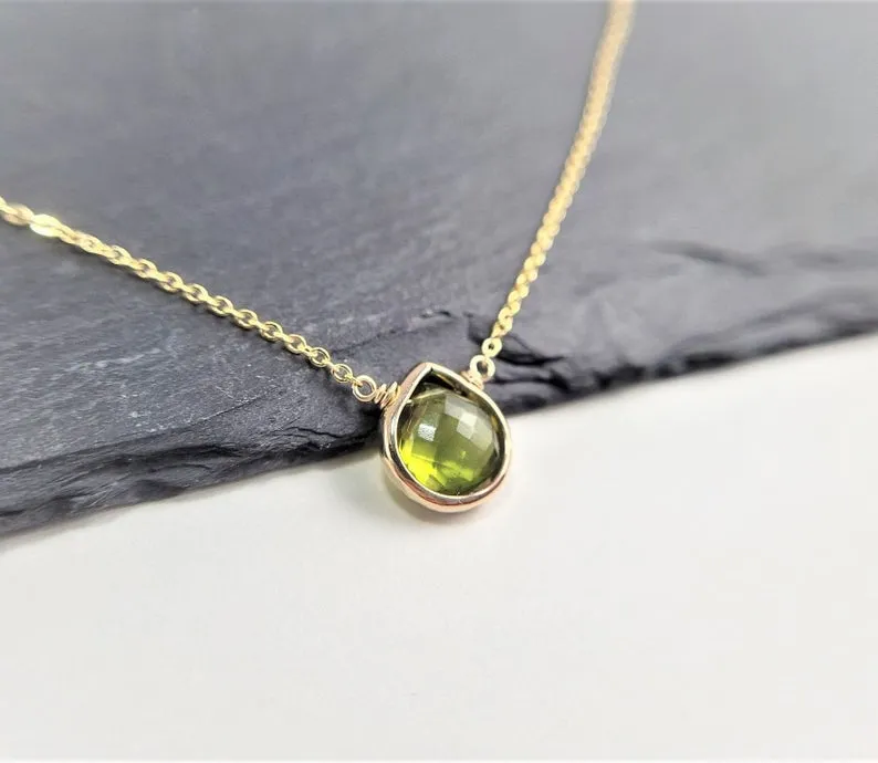 Peridot Heart Briolette Pendant Necklace