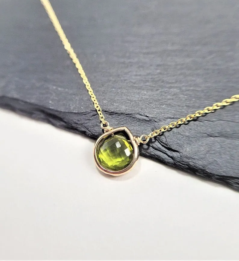 Peridot Heart Briolette Pendant Necklace