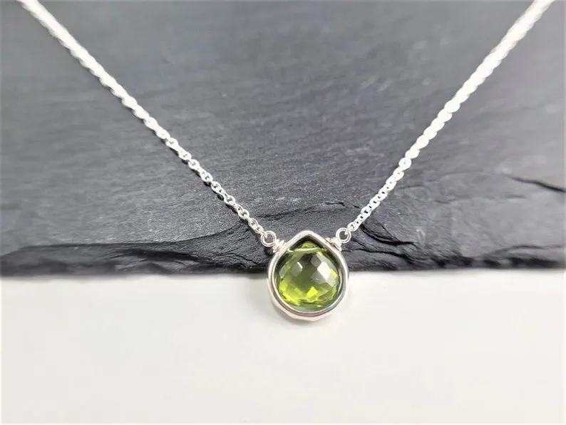 Peridot Heart Briolette Pendant Necklace