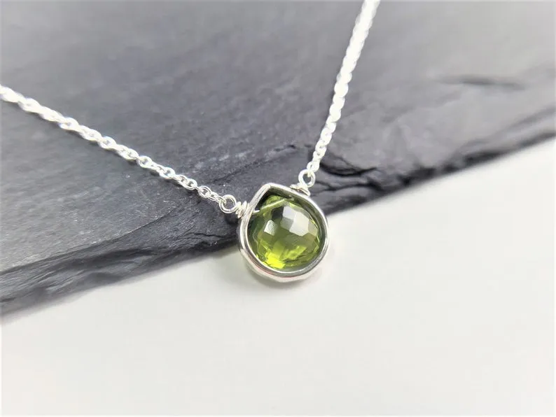 Peridot Heart Briolette Pendant Necklace