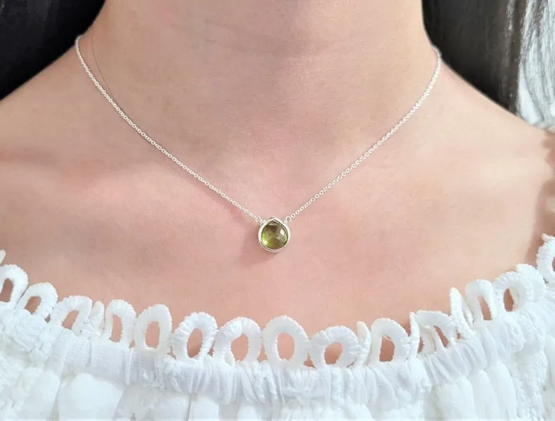 Peridot Heart Briolette Pendant Necklace