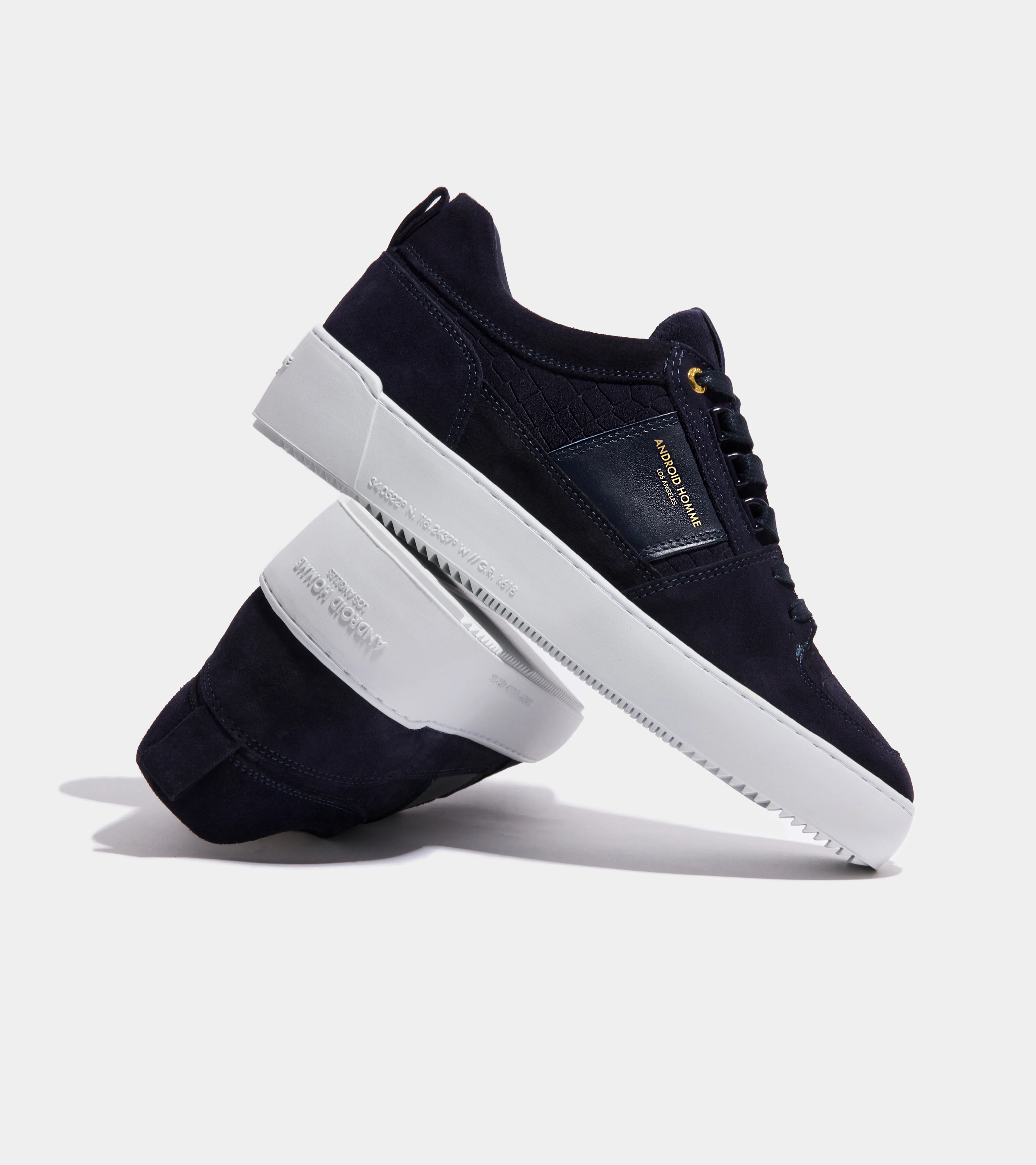 Point Dume Low | Navy Caiman Croc Emboss Suede AHP241-09
