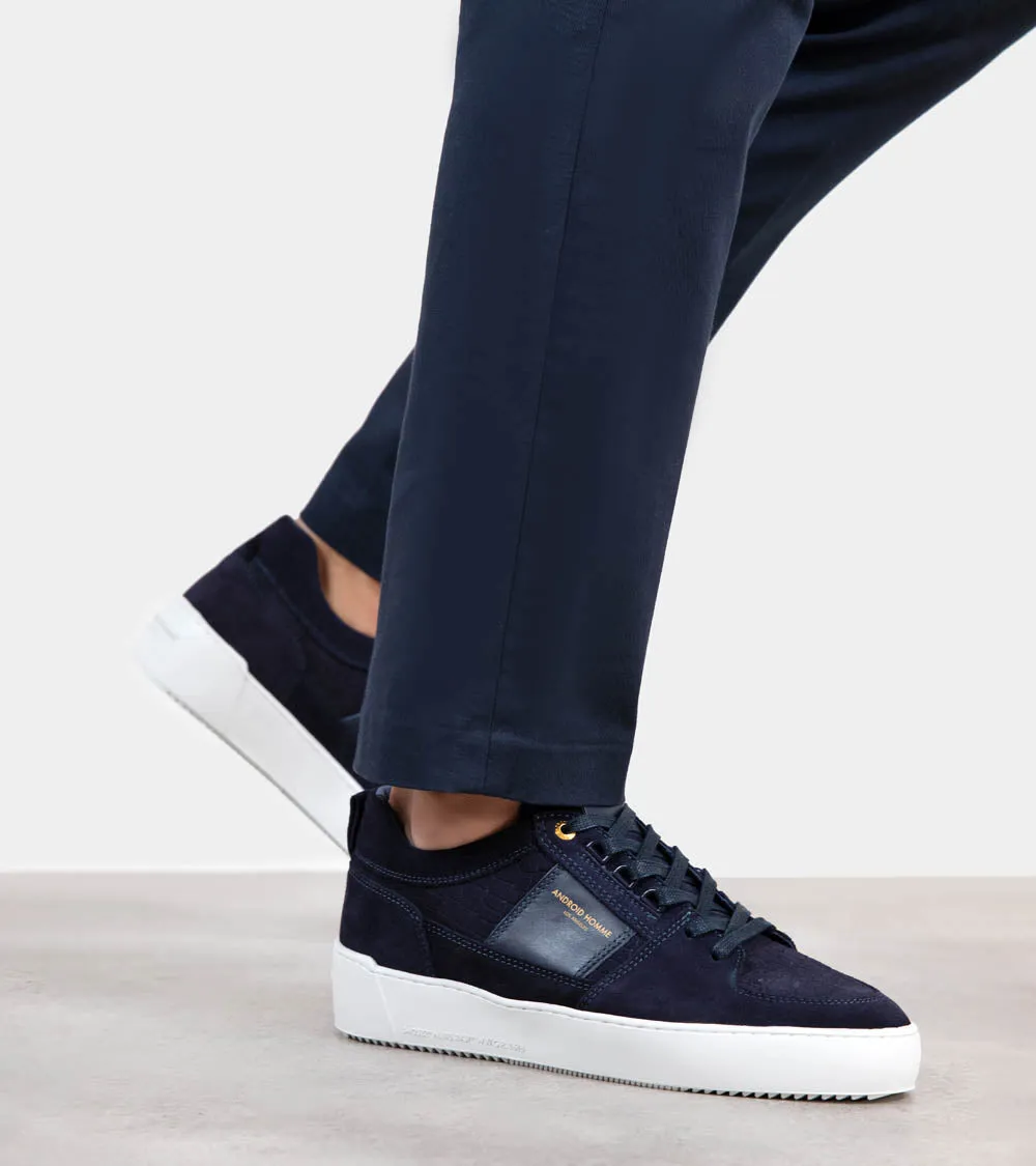 Point Dume Low | Navy Caiman Croc Emboss Suede AHP241-09