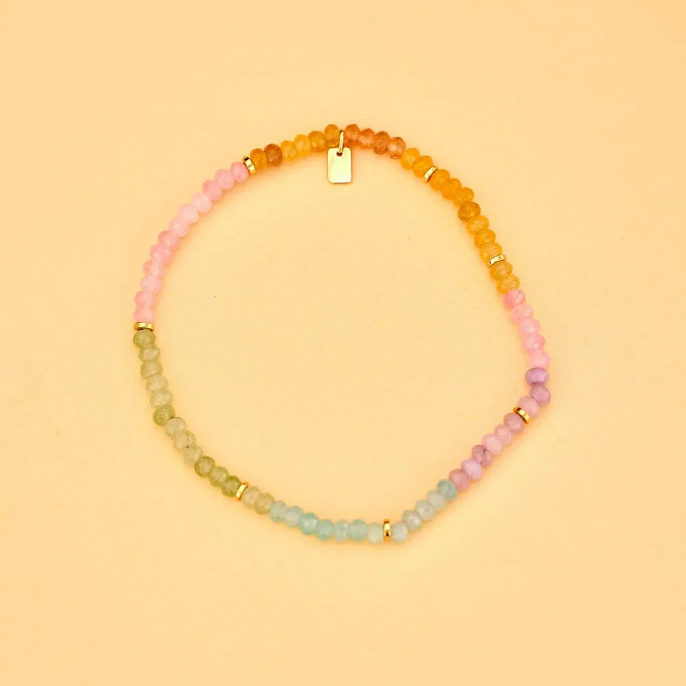 Pura Vida Bracelets Ombre Rainbow Stretch Anklet - GOLD