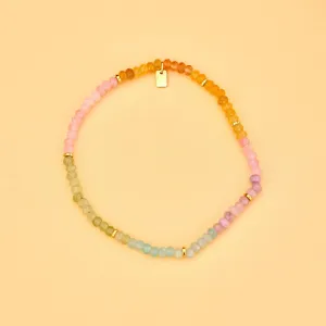 Pura Vida Bracelets Ombre Rainbow Stretch Anklet - GOLD