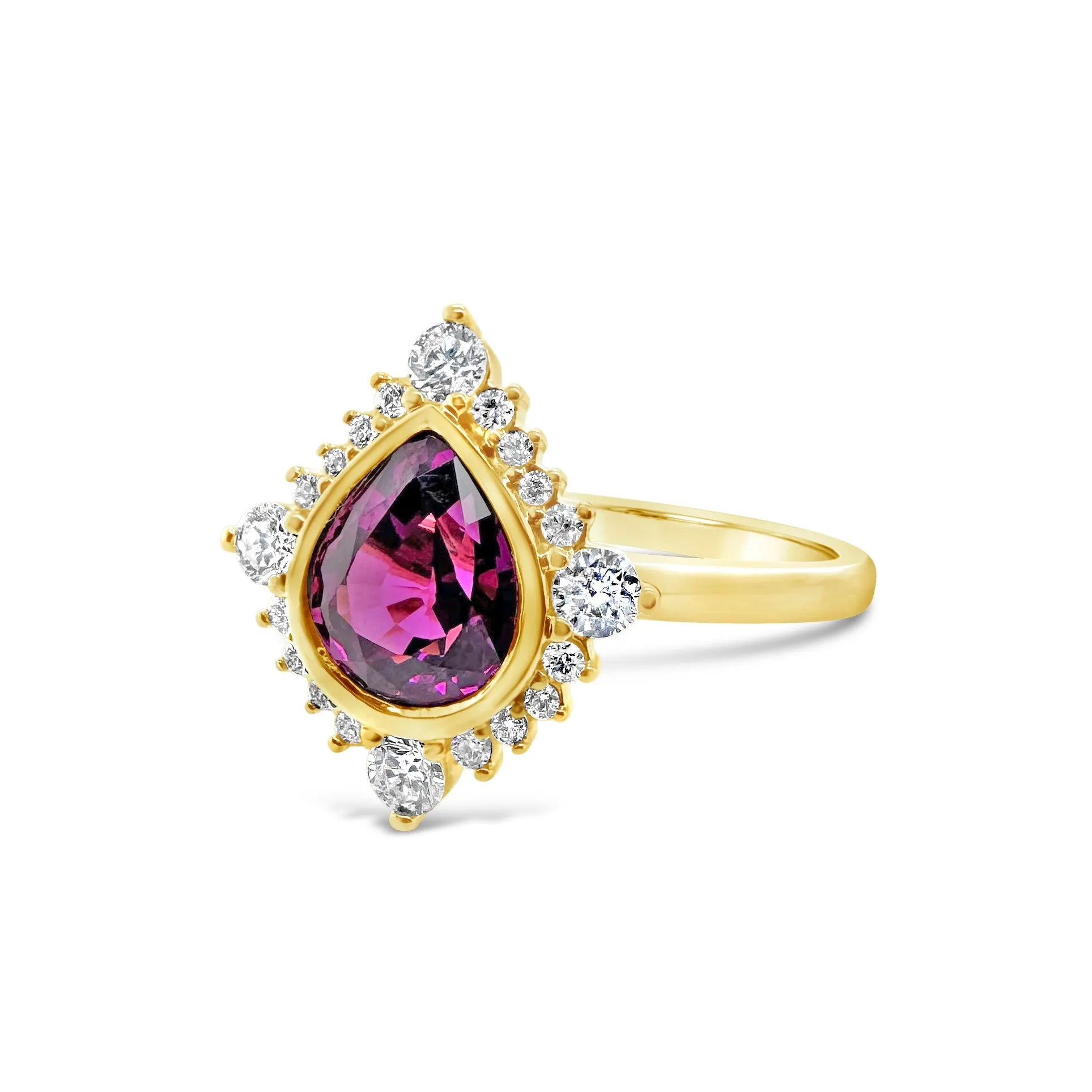 Purple Garnet & Diamond Tiara Halo Ring