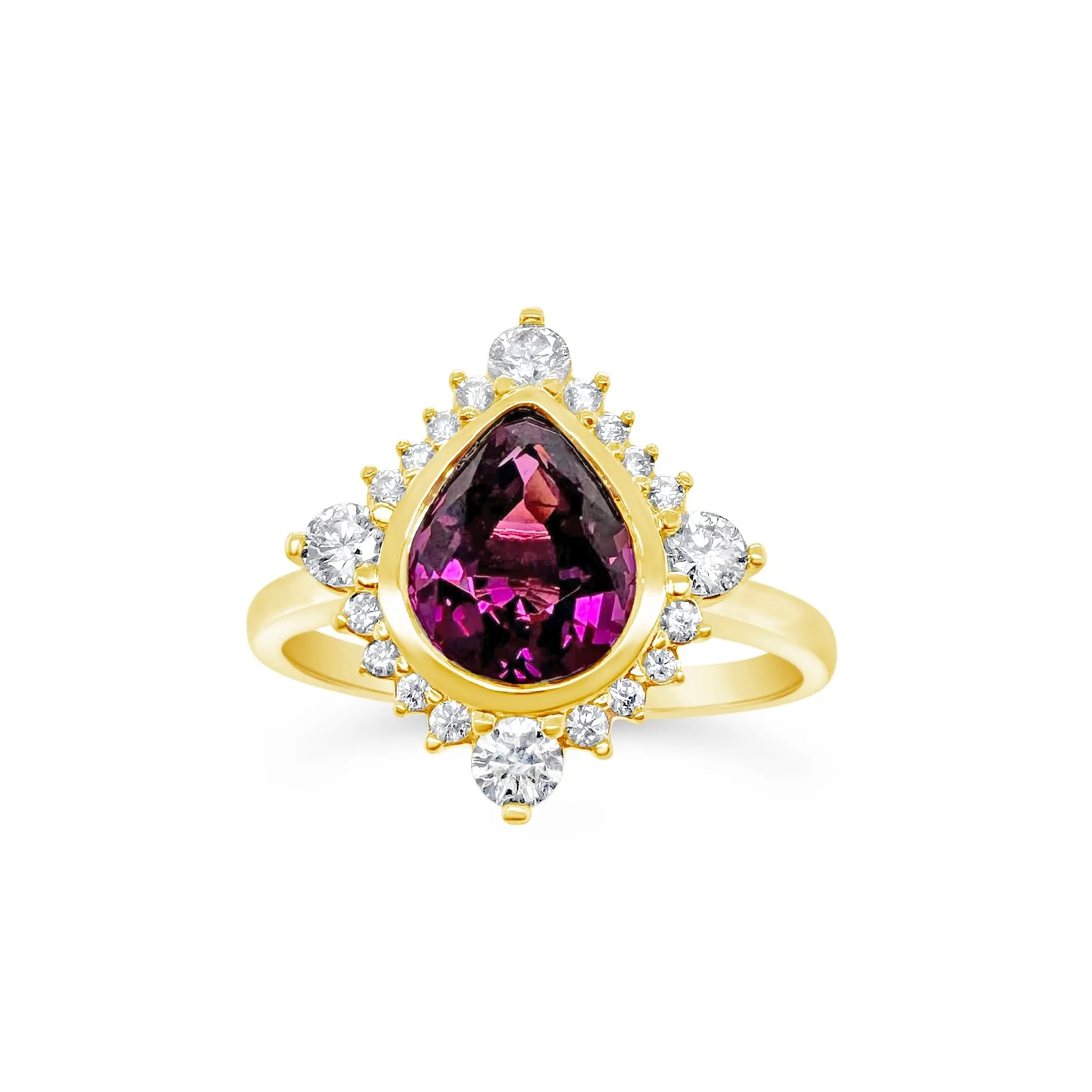 Purple Garnet & Diamond Tiara Halo Ring