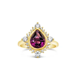 Purple Garnet & Diamond Tiara Halo Ring