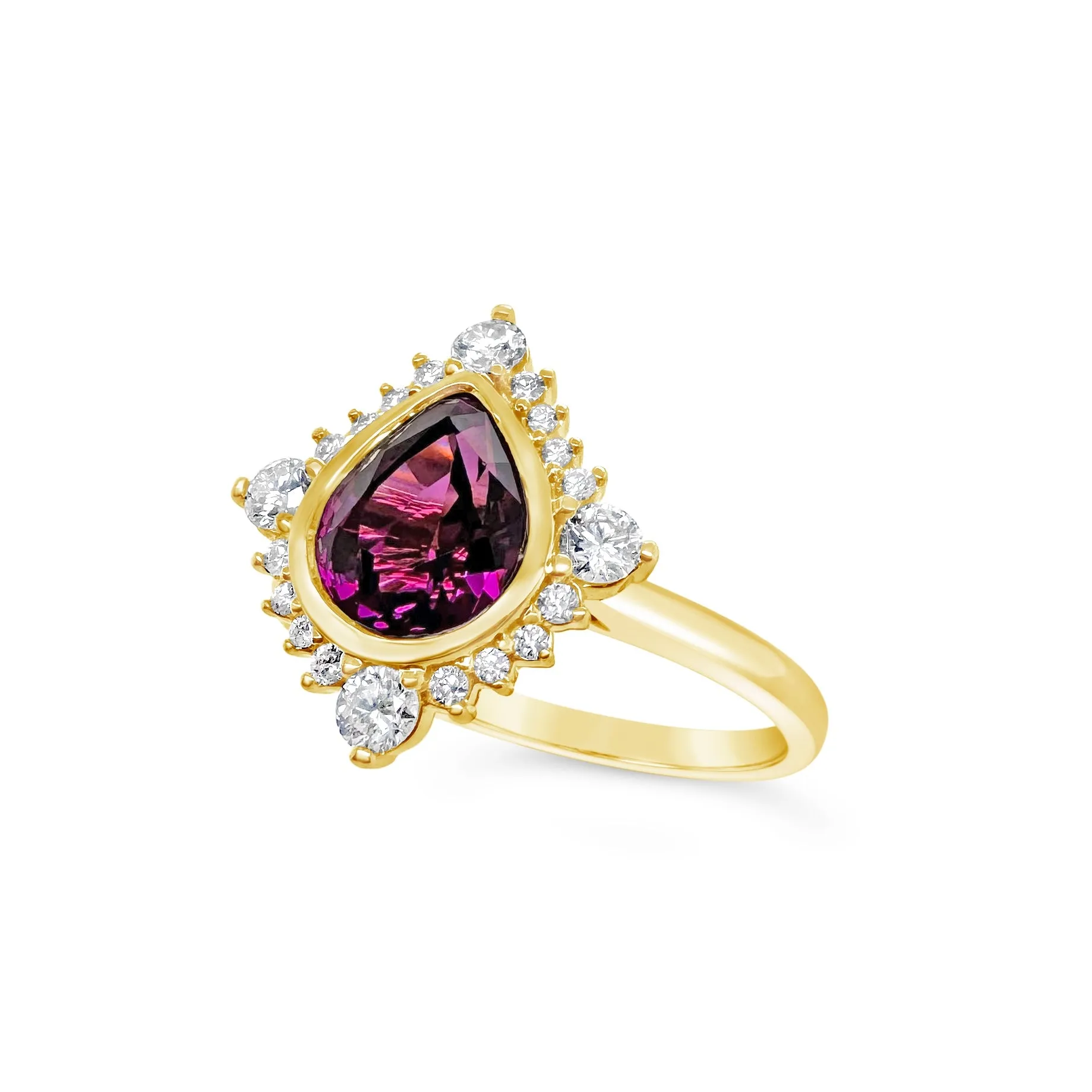 Purple Garnet & Diamond Tiara Halo Ring
