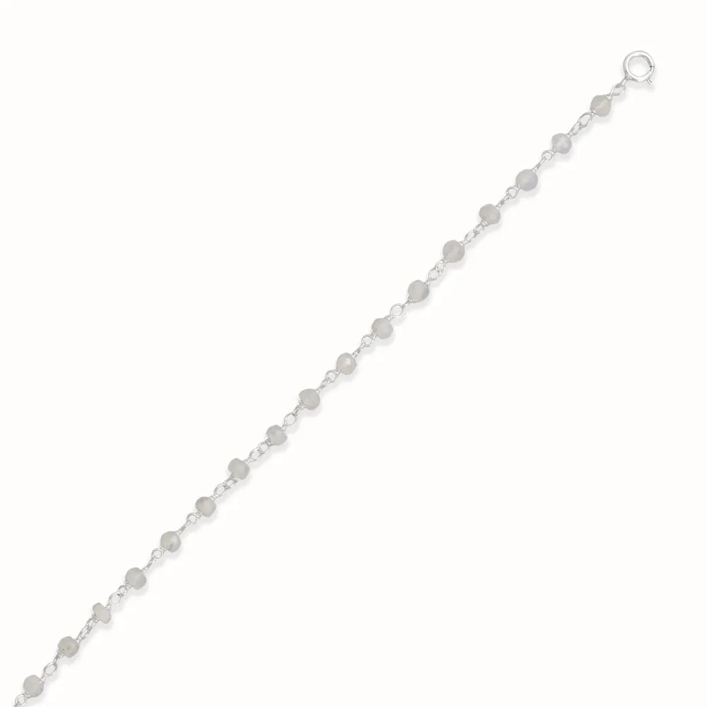 Rainbow Moonstone 9.5"   1" Bead Anklet
