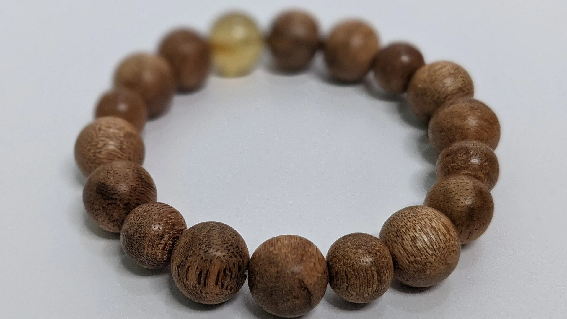 Rare Blue Amber and Vietnamese Wild Agarwood Bracelet
