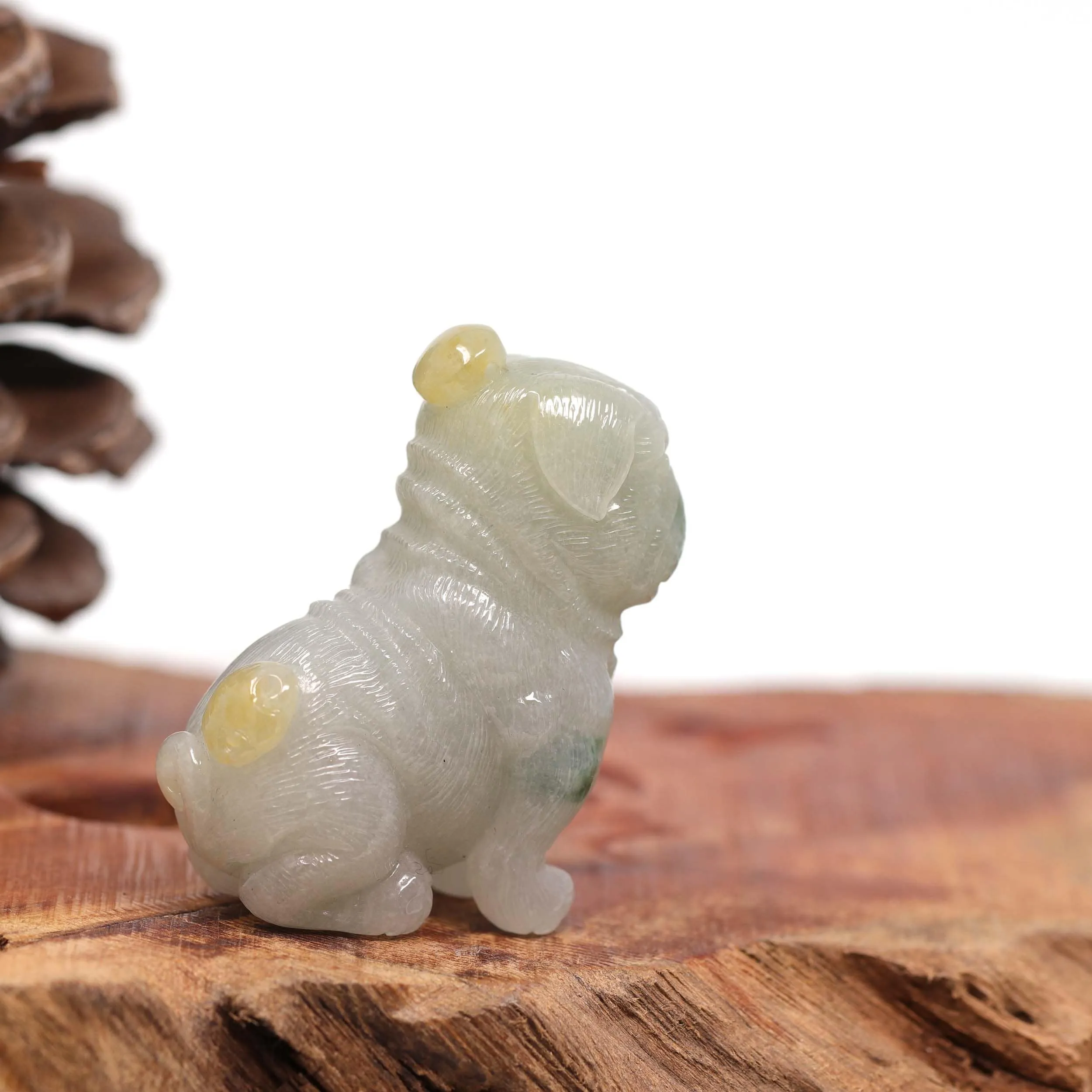 RealJade® Co. Natural Jadeite Jade Shar Pei Dog Carving, Collectibles