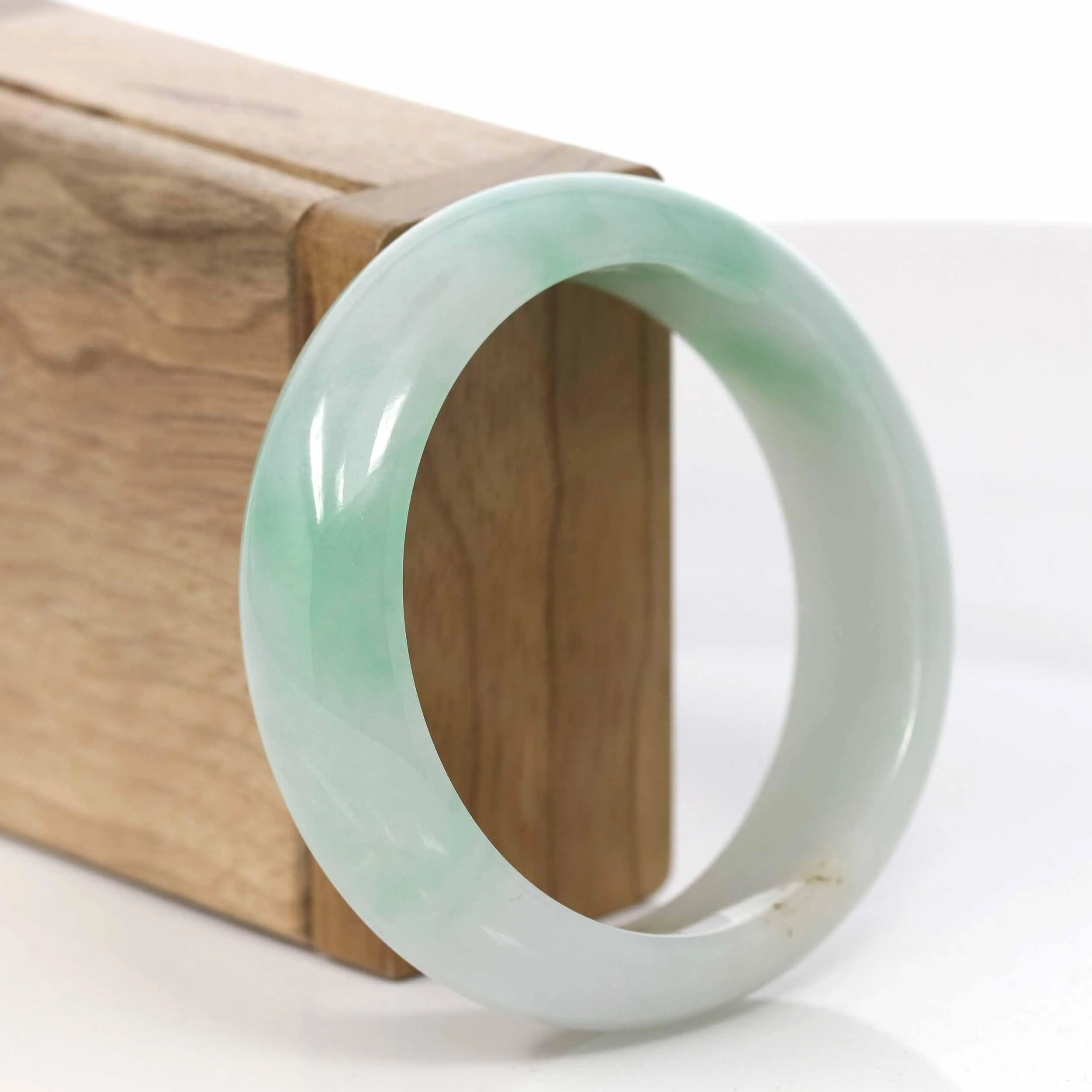 RealJade® Co. "Classic Bangle" Genuine Burmese High Quality Jadeite Jade Bangle Bracelet (55.49 mm) #417