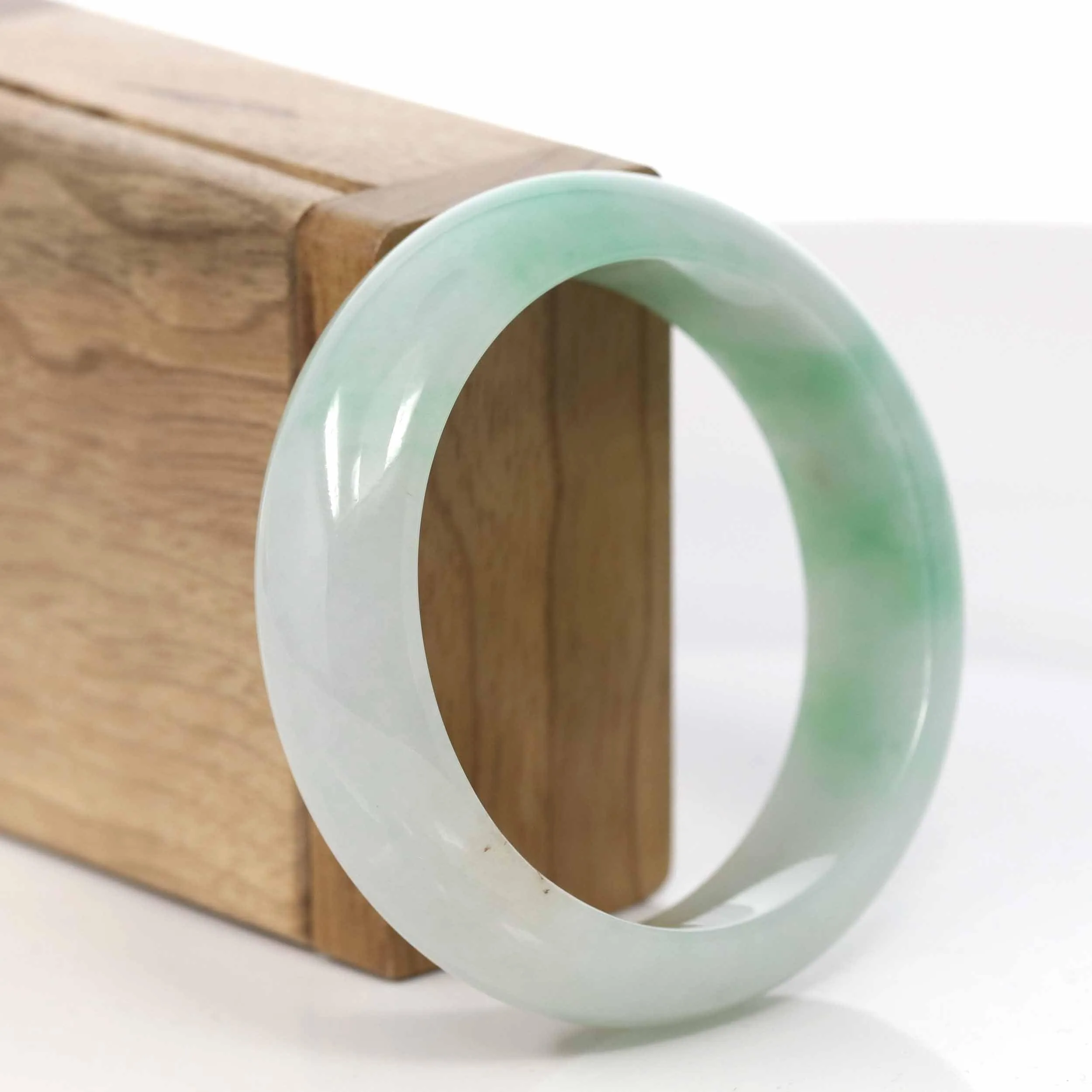 RealJade® Co. "Classic Bangle" Genuine Burmese High Quality Jadeite Jade Bangle Bracelet (55.49 mm) #417