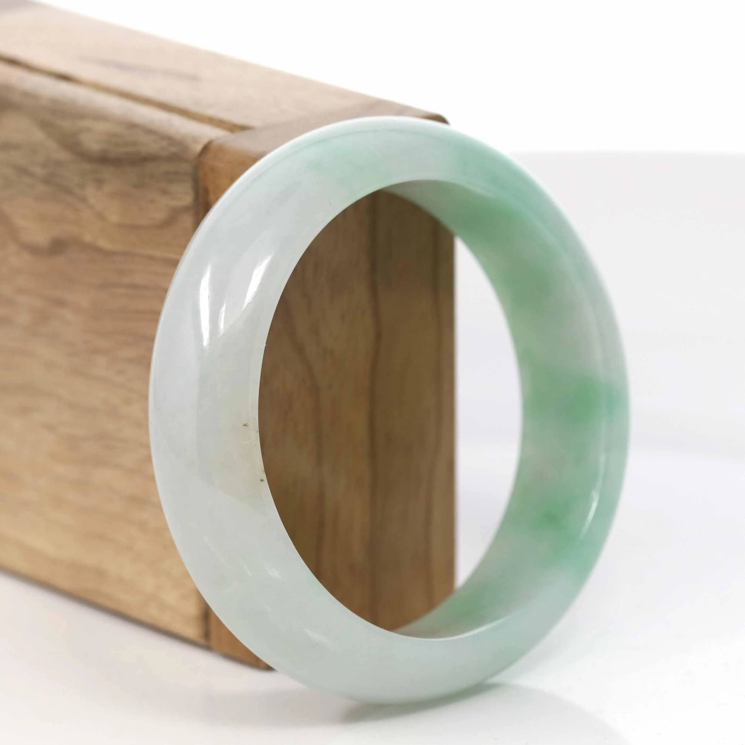 RealJade® Co. "Classic Bangle" Genuine Burmese High Quality Jadeite Jade Bangle Bracelet (55.49 mm) #417