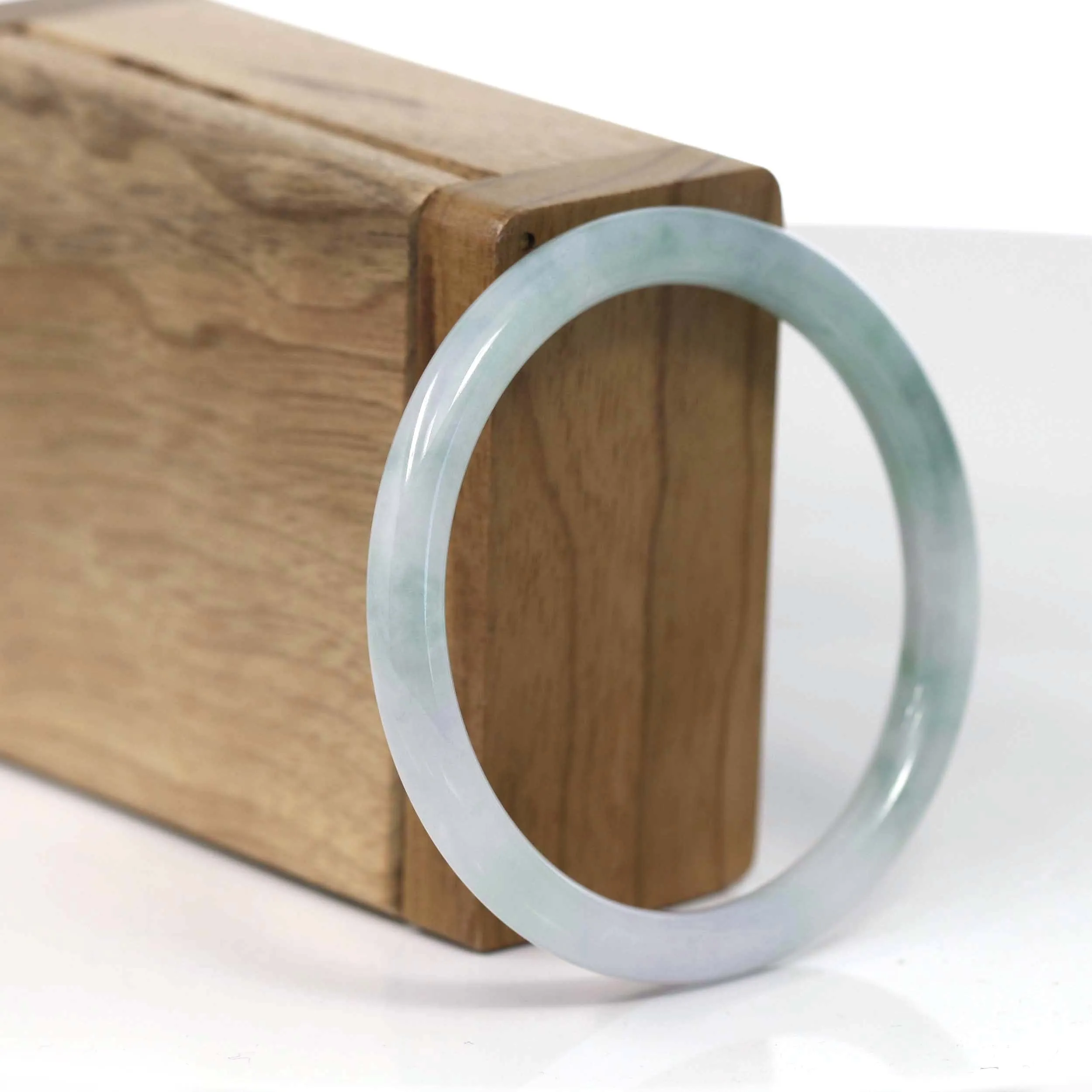 RealJade® Co. "Petite" Natural Burmese Blue-green Jadeite Jade Bangle Bracelet (54.26mm)#T154