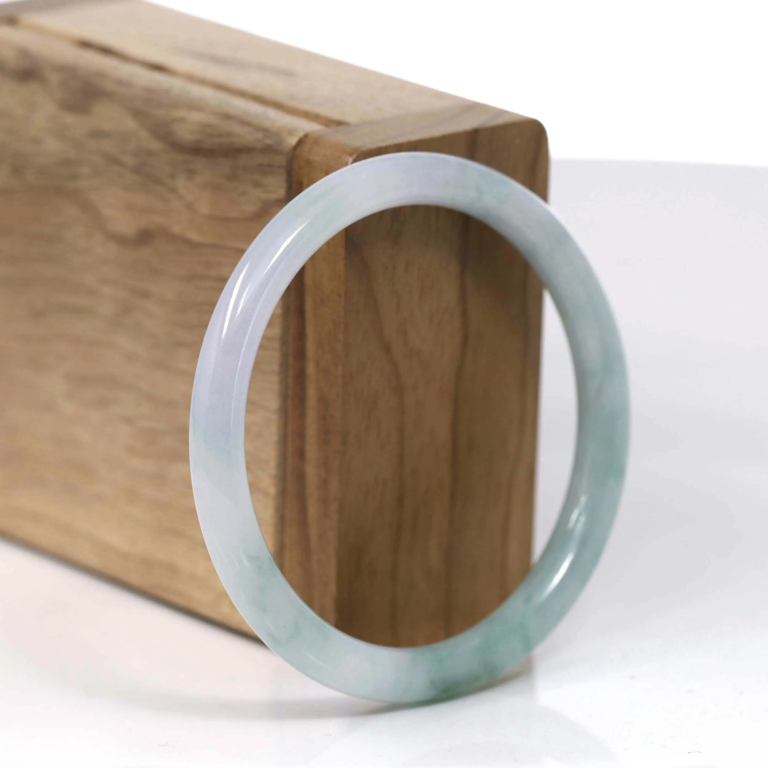 RealJade® Co. "Petite" Natural Burmese Blue-green Jadeite Jade Bangle Bracelet (54.26mm)#T154