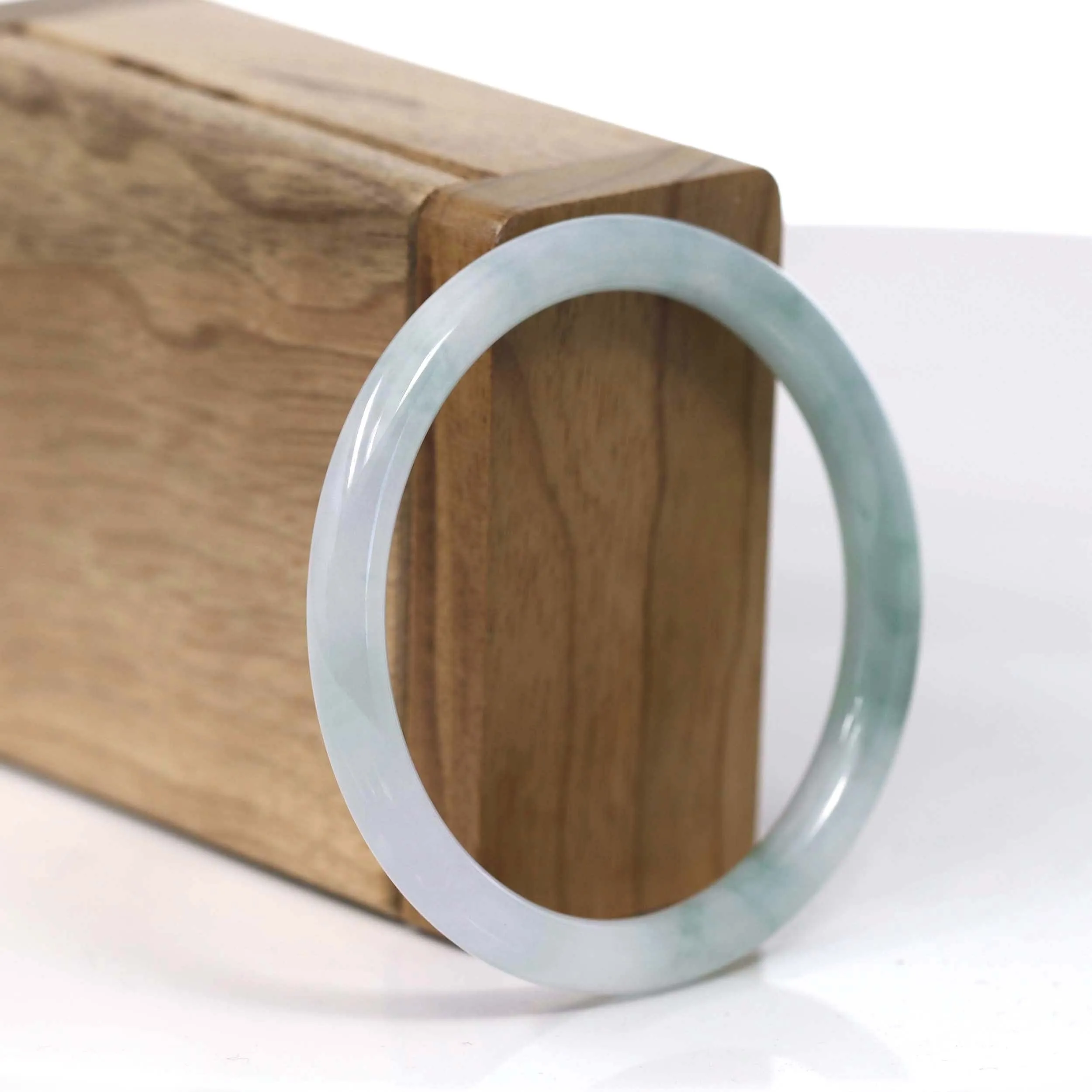 RealJade® Co. "Petite" Natural Burmese Blue-green Jadeite Jade Bangle Bracelet (54.26mm)#T154