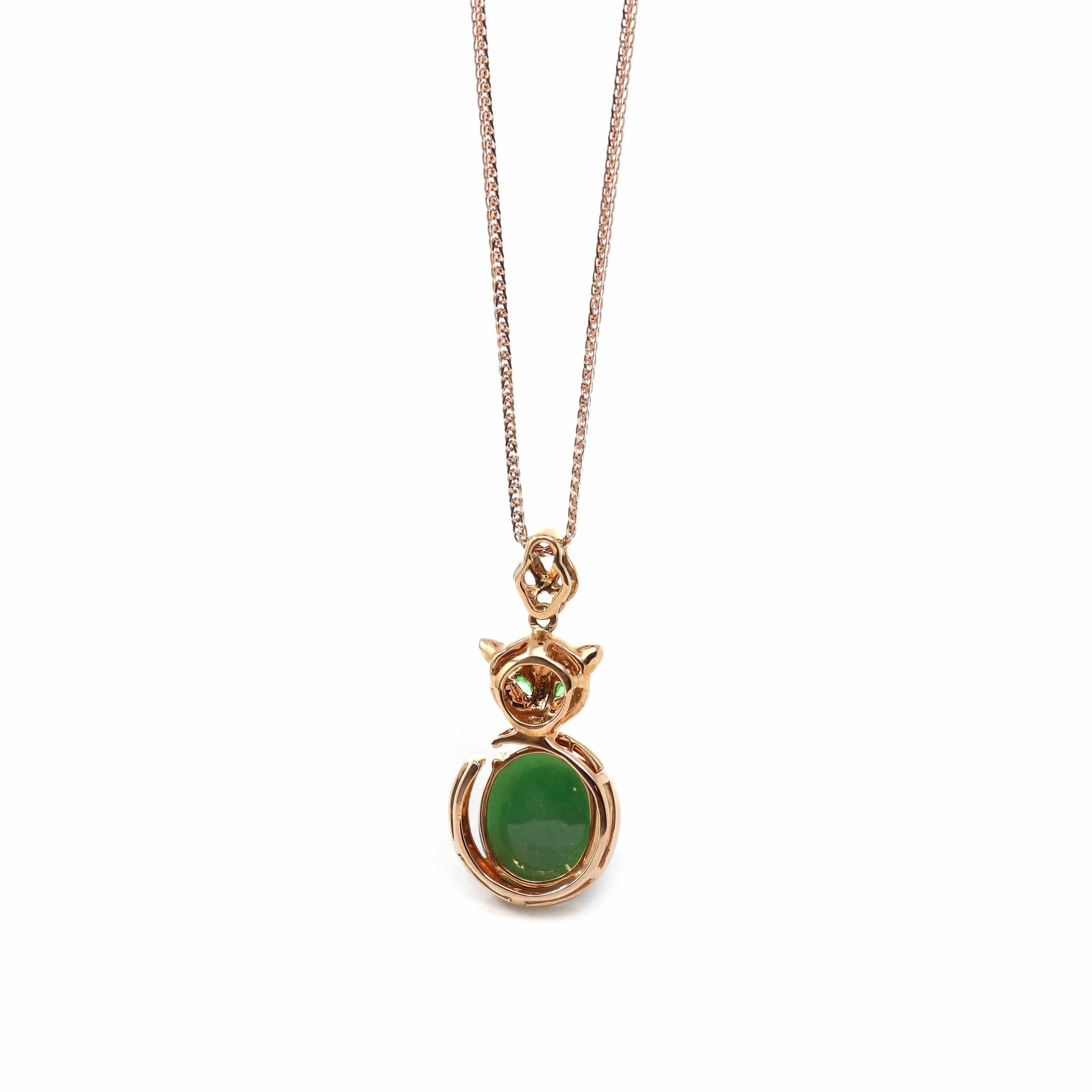 RealJade® Co. "Stallion" 18k Rose Gold Genuine Burmese Imperial Jadeite Stallion Necklace, real jadeite Jade Horse Pendant Necklace