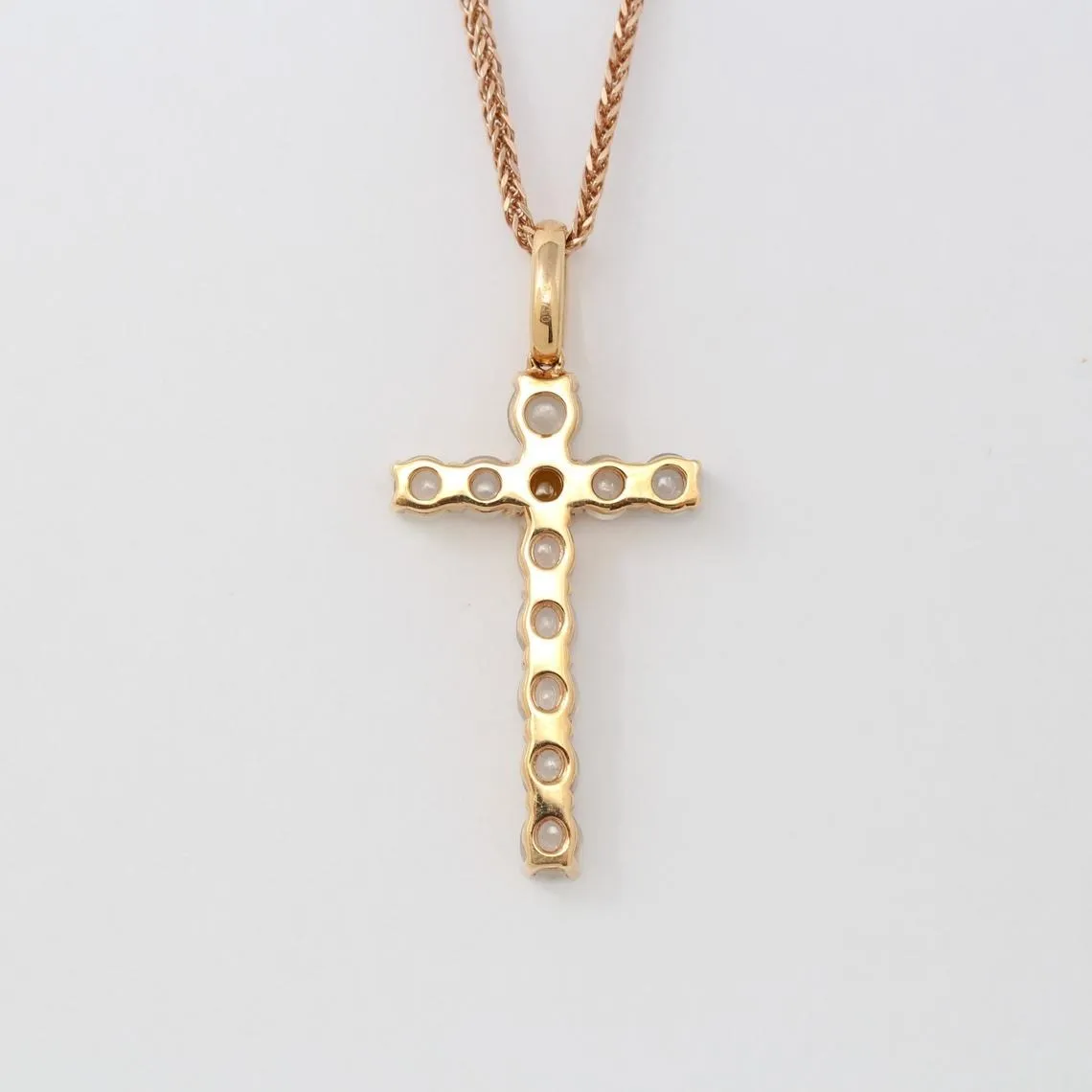 RealJade® "Cross" 18k Rose Gold White Translucent Burmese Ice & Yellow Jadeite Jade Cross Pendant Necklace