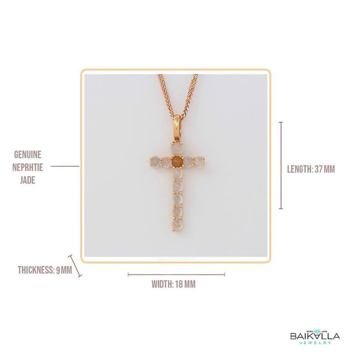RealJade® "Cross" 18k Rose Gold White Translucent Burmese Ice & Yellow Jadeite Jade Cross Pendant Necklace