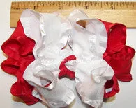 Red White Ruffle Hair Bow
